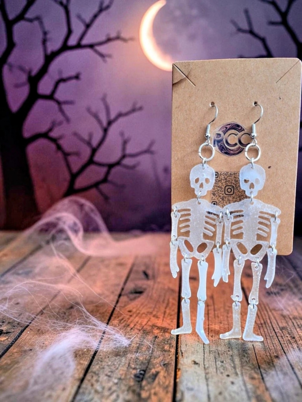 Dancing Skeleton Resin Statement Earrings | Halloween & Gothic Style